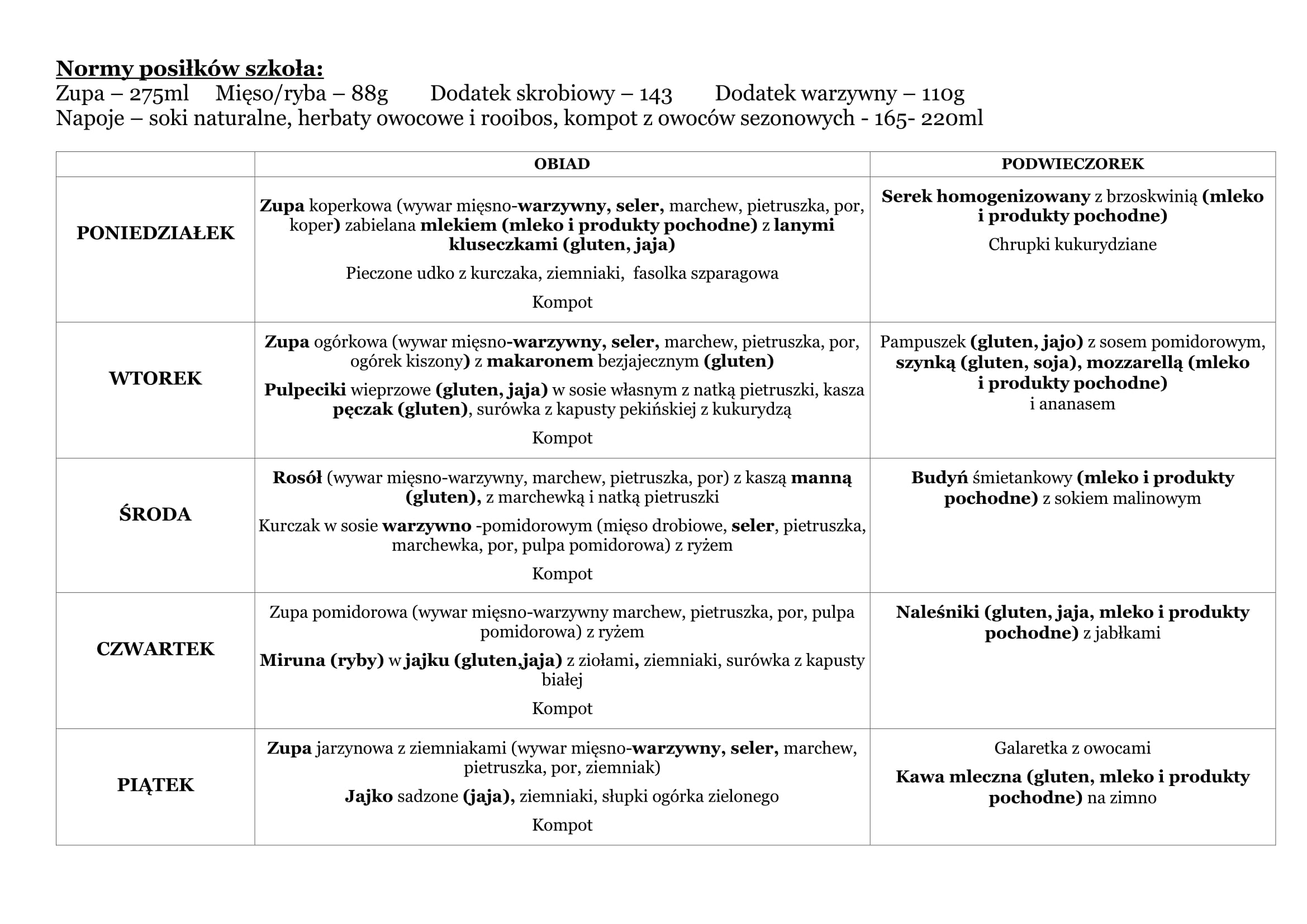 Plan zajęć dla uczniów